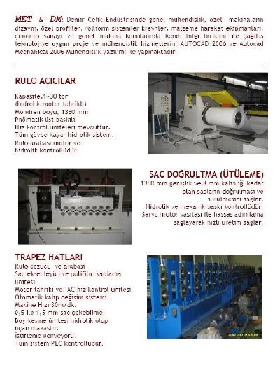 Çatı Trapez Z C Profil Poliüretan Rollform Ve Boy Kesme Hatları Rulo Açıcılar Makine