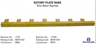 Bottom Rake Plate Rotary Plate Rake - For Sale