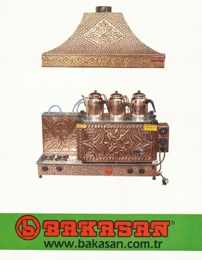 Bakır İşlemeli Çay Kazanı ve Bakır Davlumbaz