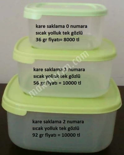 Satılık 0,1,2 Nolu Kare Saklama Kapları Fiyatı = 28000 Tl