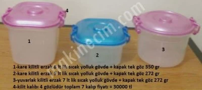 Satılık Kare Kilitli Erzak 8 Lt + Kare Kilitli Erzak 5 Lt + Yuvarlak Kilitli Erzak = 7 Lt Fiyatı = 30000 Tl