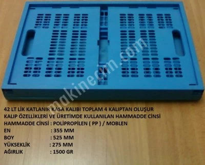 Satılık 42 Lt Lik Katlanır Kasa Kalıbı 355 X 525 X 175 Ölçülerinde = 1500 Gr Fiyatı = 85.000 Tl