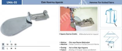 Ev Tekstili Grubu Aparatları Etek Kıvırma Aparatı Uma-55
