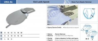 Ev Tekstili Grubu Aparatları Gizli Lastik Aparatı Uma-86