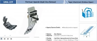 Ev Tekstili Grubu Aparatları Fermuar Aparatı (Ayak Ucu - Sonsuz) Uma-229
