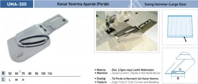 Ev Tekstili Grubu Aparatları Kenar Kıvırma Aparatı (Perde) Uma-300