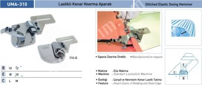 Ev Tekstili Grubu Aparatları Lastikli Kenar Kıvırma Aparatı Uma-310