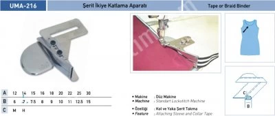 Elbise Grubu Aparatları Şerit İkiye Katlama Aparatı Uma-216