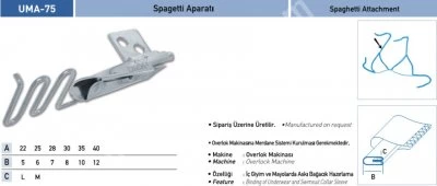 Elbise Grubu Aparatları Spagetti Aparatı Uma-75