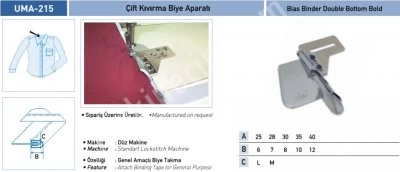 Elbise Grubu Aparatları Çift Kıvırma Biye Aparatı Uma-215