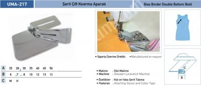 Elbise Grubu Aparatları Şerit Çift Kıvırma Aparatı Uma-217