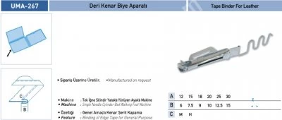 Ambalaj, Deri Ve Döşeme Grubu Aparatları Deri Kenar Biye Aparatı Uma-267