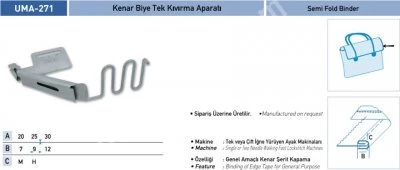 Ambalaj, Deri Ve Döşeme Grubu Aparatları Kenar Biye Tek Kıvırma Aparatı Uma-271