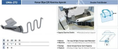 Ambalaj, Deri Ve Döşeme Grubu Aparatları Kenar Biye Çift Kıvırma Aparatı Uma-272