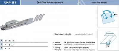 Ambalaj, Deri Ve Döşeme Grubu Aparatları Şerit Tek Kıvırma Aparatı Uma-283