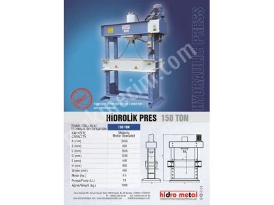 150 Ton Hydraulıc Workshop Press