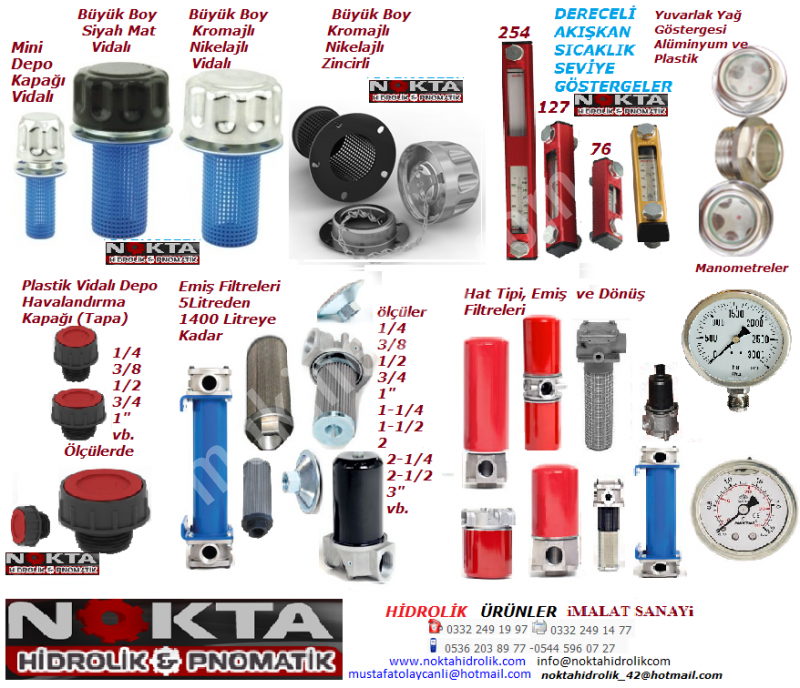 Hydraulic Tank Caps, Hydraulic Filters, Hydraulic Pressure Gauges For