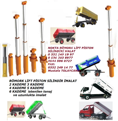 Römork Piston Lift Silindir, Damperli Araç Lift Piston Silindir, Yük Asansör Lift Silindir Pistonlar