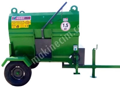 Yem Karma Makinası- Ev Elektriği Ile Çalışabilen -1,5 M3 220 Volt - Teker Oklu
