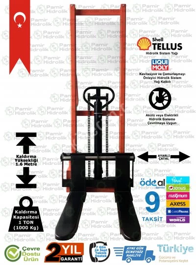 Phm-1016 Manuel İstif Makinası 1 Ton 1.6 Metre Ücretsiz Nakliye