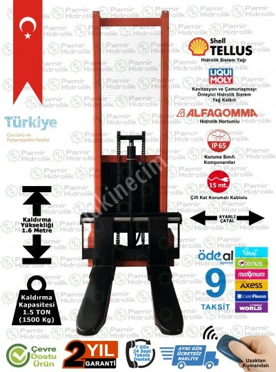 Phe-1516 Elektrikli İstif Makinası 1.5 Ton 1.6 Mt Ücretsz Nakliye