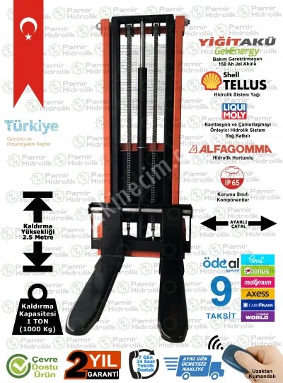 Pha-1025 Akülü İstif Makinası 1 Ton 2.5 Metre Ücretsiz Nakliye