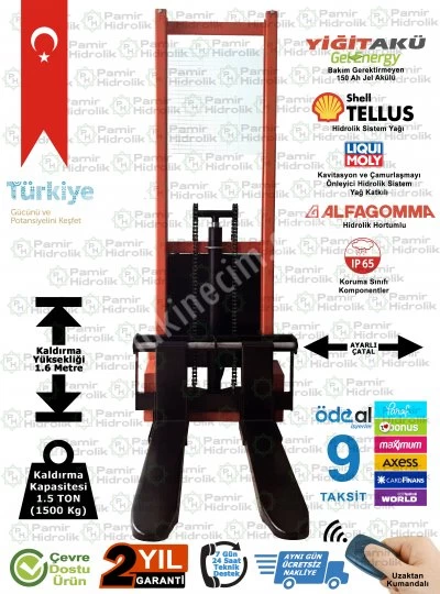 Pha-1516 Akülü İstif Makinası 1.5 Ton 1.6 Mt Ücretsiz Nakliye