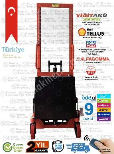 Pha-1016 Akülü İstif Makinası 1 Ton 1.6 Mt Ücretsiz Nakliye
