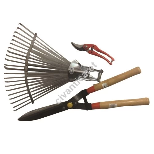Çimen Makası + Bağ Makası + Yaprak Süpürgesi Seti Ag-5031631 Al-F