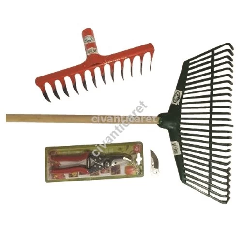 Bağ Makası + Yaprak Süpürgesi + Tırmık Seti 4'Lü Ba-Ag-F051217 (B