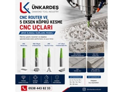 Cnc Router Ve 5 Eksen Köprü Kesme - Cnc Mermer Granit Kuvars Kesme, Yazı Yazma, 3 Boyut Kabartma Ve 2 Boyut Küre Elmas Ucu
