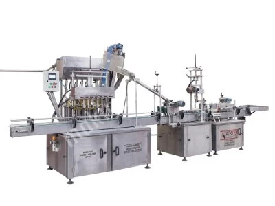 Reçel Bal Dolum Kapak Etiketleme Makinası 2 Nozul Yarı Otomatik