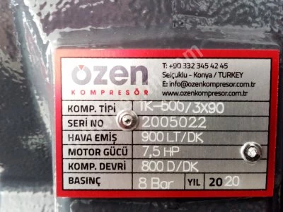 Özen 500 Litre 3X90 Kafa 8 Bar %100 Yerli Sıfır Kompresör