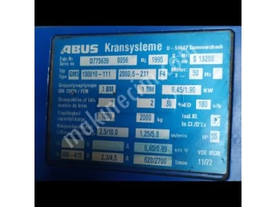 Abus Vinç.Alman Malı.2 Ton.Cift Hız