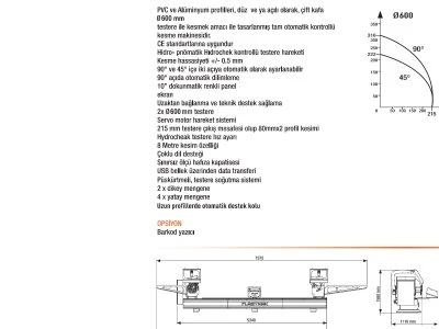 Plastmak Üretimden Çift Köşe Kesim Makinası 600 Mm Makina Kod : Sc.4000S