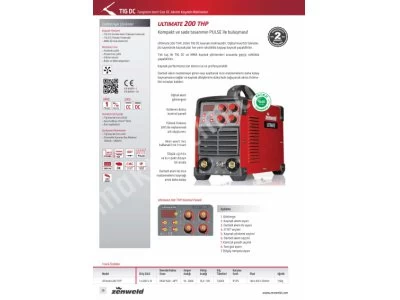Argon Kaynağı Zenweld Ultimate 200 Thp 200 Amper Pulse(Darbeli) Tig