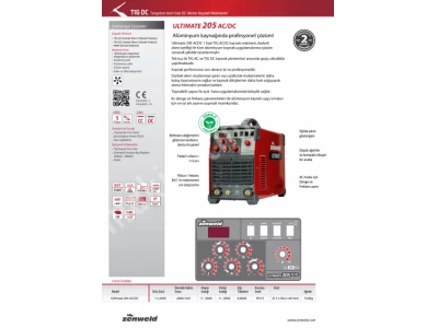 Alüminyum Argon Kaynağı Zenweld Ultimate 205 Ac/Dc 200 Amper Pulse(Darbeli) Tig