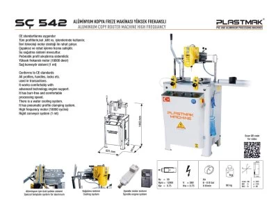 Plastmak Aluminyum Frekans Motorlu Freze