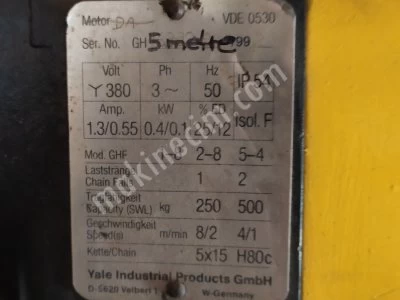Crane,Yale,500 Kg,German, Double Speed