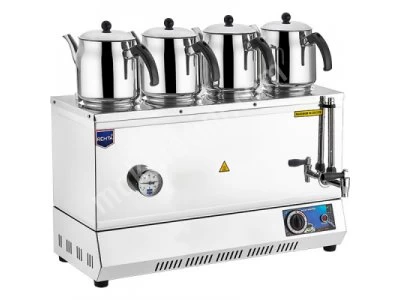 Çay Ocagı Klasik Dört Demlik Elektrikli Ce Belgeli Kazanlar Krom Paslanmaz Ç