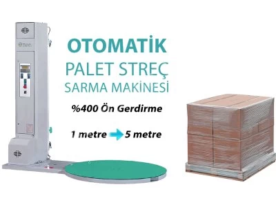 %530 Ön Germeli Palet Streç Sarma Makinesi Çift Motor Gerdirme