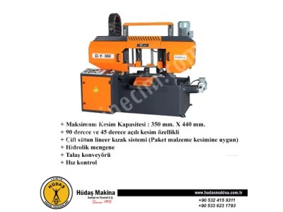 Sıfır 2 Yıl Garantili D-Y 350 Açılı Yarı Otomatik Şerit Testere