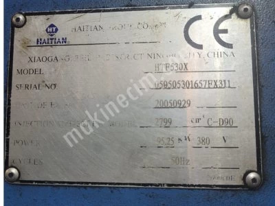 Haitan Marka Plastik Enjeksiyon Makinası 530 Ton 2005 Model