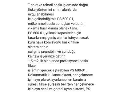 Fikse Kurutma Fırın Tişört Kurutma Ünitesi