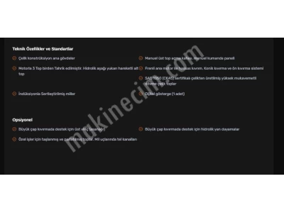 Mhs Hidrolik 4 Top Tahrikli Silindir Makinesi