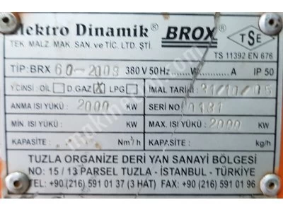 Brox 2000 Kw Doğalgaz Brülörü