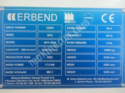 Erbend Mfa Cnc Servo Kombi Caka Bükme Makinası