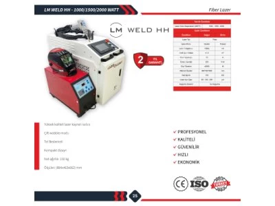 1,5 Kw Fiber Lazer Kaynak Makinesi + Pas Temizleme Özelliği