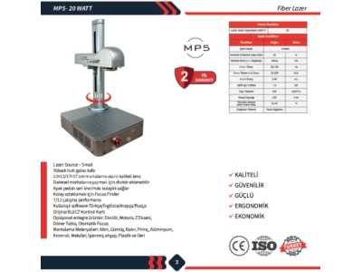 20W Mp5 Fiber Lazer Markalama Makinası - Yerli Malı Belgeli