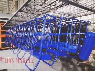 Hazır Müşterisiyle Devren Üstten Paletli, Üstten Konveyörlü Toz Boya Tesisi